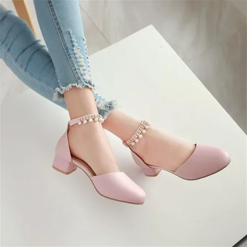 Vista 2 de Sandalias para niñas, zapatos de vestir Mary Jane, zapatos de tacón bajo, tacón bajo, fiesta de flores, escuela secundaria, baile de graduación