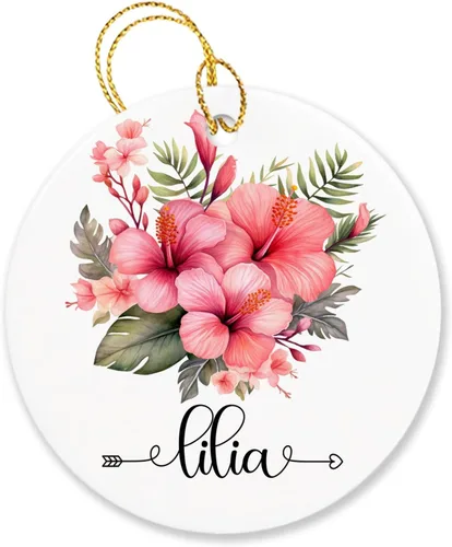Vista 24 de Adorno personalizado de flor de azalea para la primera Navidad, adorno personalizado de Azalea 1ª Navidad, recuerdo de flores para amigos, regalo