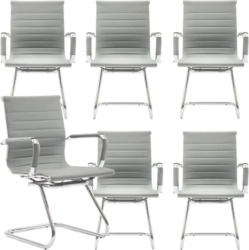 Vista 48 de Juego de 2 sillas de sala de conferencias, sillas de sala de espera con brazos, sillas de recepción de piel sintética sin ruedas, sillas de Negro