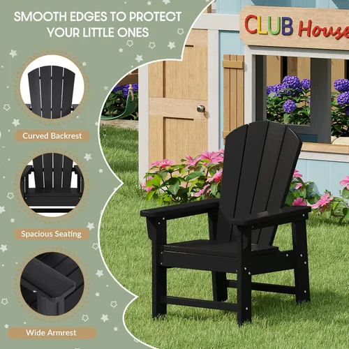 Vista 7 de WestinTrends Malibu Kids - Silla de patio de plástico HDPE Adirondack para exteriores, color negro