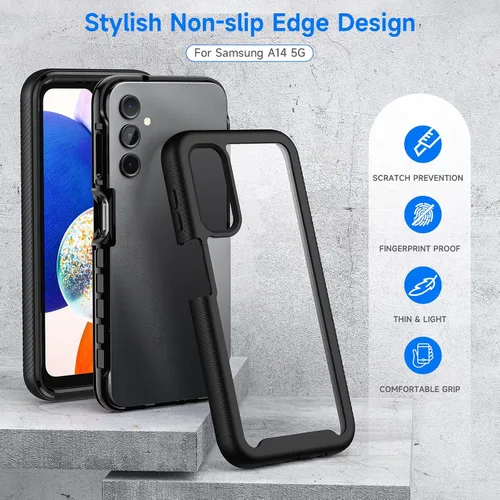 Vista 5 de seacosmo Diseñada para funda de teléfono Galaxy A14 5G, cubierta de cuerpo completo a prueba de golpes, con protector de pantalla integrado, funda