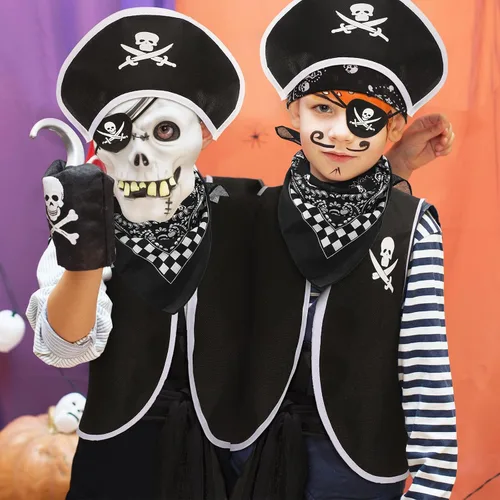 Vista 7 de Bencailor Juego de 6 accesorios de disfraz de pirata para niños, juego de rol pirata para niños y niñas, fiesta de Halloween, cosplay, disfraz