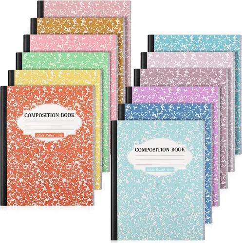 Vista 12 de Colarr Paquete de 8 cuadernos de composición de 9.75 x 7.5 pulgadas de ancho, libros de composición de papel de mármol a rayas de varios