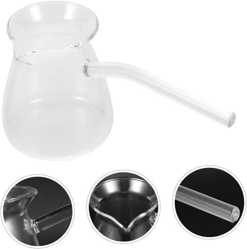 Vista 8 de Healeved Tetera de cristal elegante de la resistencia al calor del pote 15.2 fl oz de café preparado a mano para el hogar