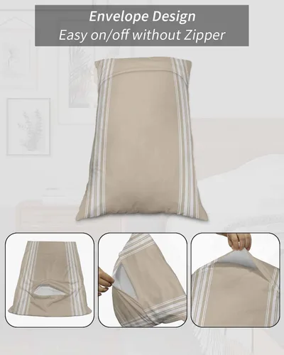 Vista 7 de Fundas de almohada de tamaño estándar con rayas rústicas campestres, paquete de 2 fundas de almohada suaves para cama, sofá o sillón, funda de cojín