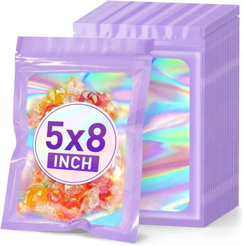 Vista 18 de ANZNKU 50 piezas 7 cm x 23 cm Bolsas holográficas para bolígrafos Bolsas de embalaje para bolígrafos Bolsa resellable a prueba de olores
