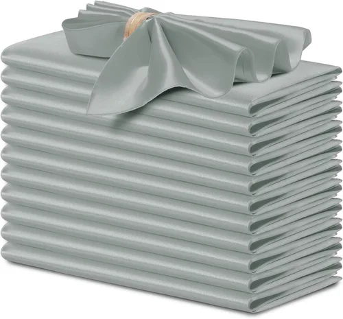 Vista 32 de P Pothuiny 12 servilletas de satén de color beige sedoso de 17 x 17 pulgadas, servilletas cuadradas lisas de tela de satén, servilletas de mesa