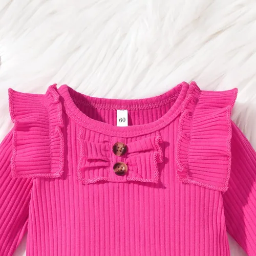 Vista 4 de Aalizzwell Conjunto de mameluco acanalado para bebés y niñas prematuros, para otoño e invierno