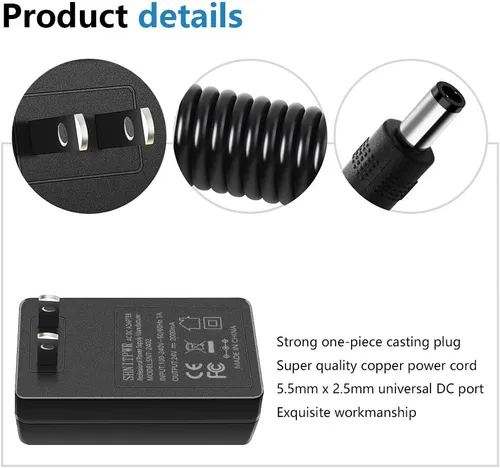 Vista 4 de SHNITPWR Adaptador de fuente de alimentación de 24 V CC 24 voltios 2A 48W AC a CC Convertidor Transformador 100 ~ 240 V Entrada de CA con punta