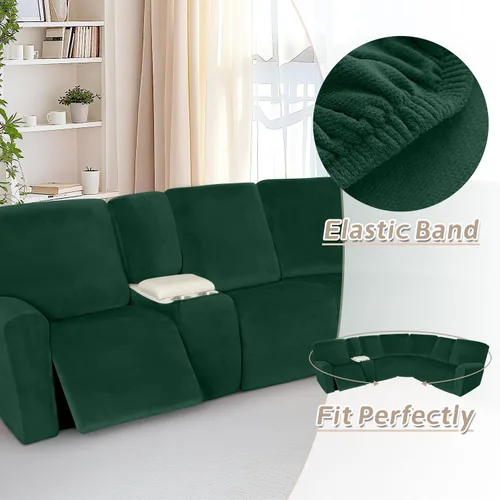 Vista 454 de Arfntevss Fundas de sofá seccional reclinable de terciopelo, Funda de sofá seccional de esquina para sofá reclinable, Funda elástica suave