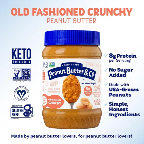 Vista 6 de Peanut Butter & Co. mantequilla de maní Mantequilla de maní simplemente crujiente. Non-GMO Project Verified, Gluten Free, Kosher, 8g Protein, No