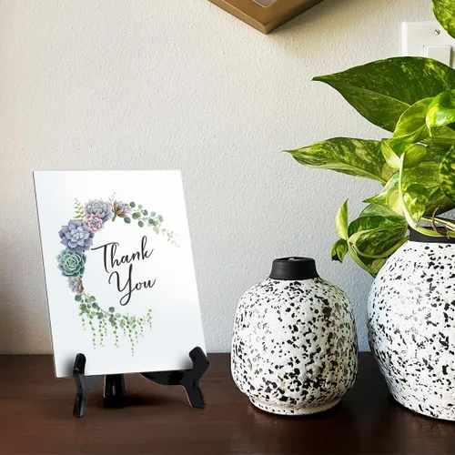 Vista 7 de Signs ByLITA Letrero de mesa de agradecimiento con caballete, diseño floral de media luna (6 x 8 pulgadas)