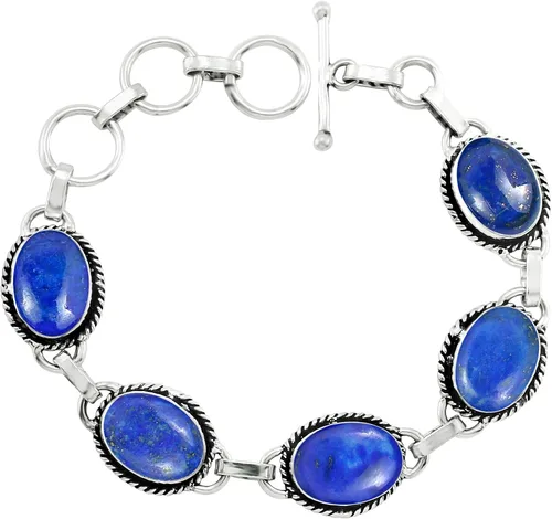 Vista 9 de Natural & Synthetic Gemstones 925 Silver Plated Handmade Link Bracelets Amatista