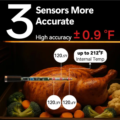 Vista 4 de BFOUR Termómetro Digital Inalámbrico para Carne de 524 Pies con Aplicación Inteligente, Termómetro Bluetooth para Cocinar Ahumador con LCD Booster