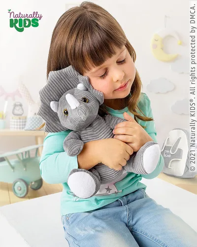 Vista 3 de Naturally KIDS Mochila para niños pequeños, Pequeño de 10 "h Triceratops Grey, 10.0 in H Small