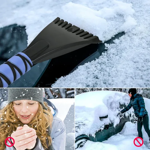 Vista 7 de Cepillo de nieve de 27 pulgadas y raspadores de hielo desmontables giratorios, cabezal de cerdas suaves, agarre de espuma, herramienta para ventana