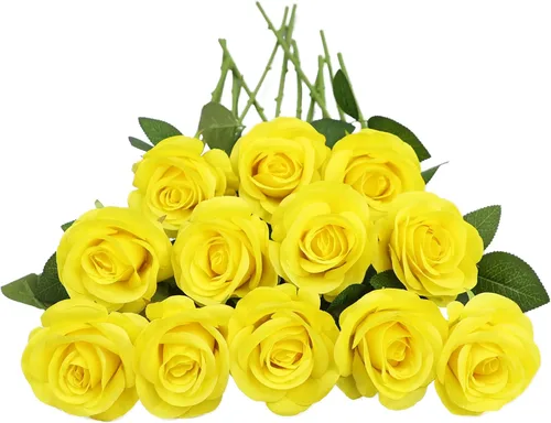 Vista 53 de LVEFIT - 12 rosas artificiales de otoño para decoración de otoño Beige
