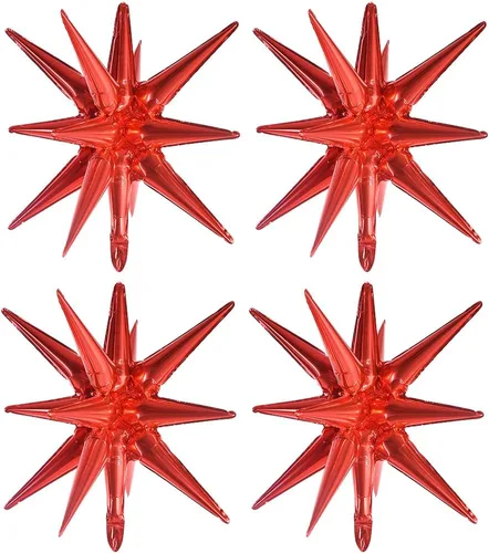 Vista 41 de TONIFUL 4 globos 4D enormes de estrella negra de 22 pulgadas, globos de aluminio de Mylar de estrella explosión para suministros de fiesta, telón