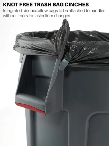 Vista 4 de Rubbermaid Commercial Products BRUTE - Contenedor de basura/residuos redondo de trabajo pesado, 10 galones, rojo, contenedor de desechos