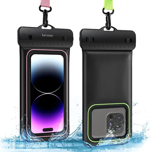Vista 6 de Funda impermeable flotante para teléfono, bolsa impermeable con cordón para teléfono celular para iPhone, Samsung Galaxy, Pixel, bolsa seca