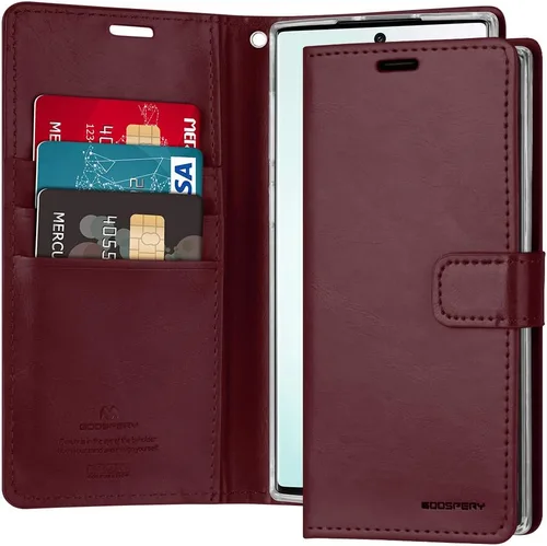 Vista 50 de GOOSPERY Funda Blue Moon para Galaxy S21 de 6.2 pulgadas (2021), soporte de piel sintética premium con soporte para tarjetas (negro)