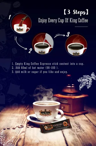 Vista 4 de King Coffee Espresso, café instantáneo vietnamita arábica, tostado medio oscuro, 15 paquetes x 0.09 onzas, paquete de 1