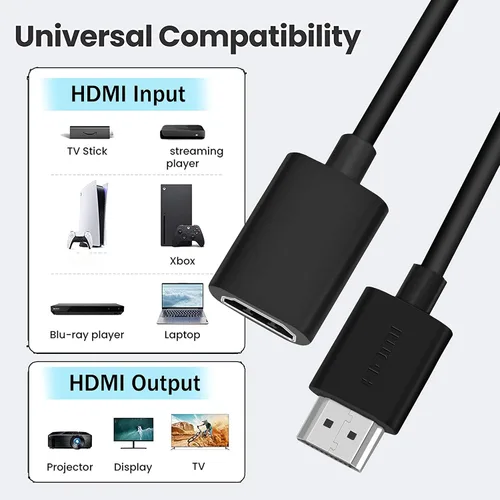 Vista 5 de SaiTech IT Paquete de 2 cables de extensión HDMI macho a hembra de 19 pines, compatible con 4K 1080P, extensor HDMI, convertidor compatible con TV