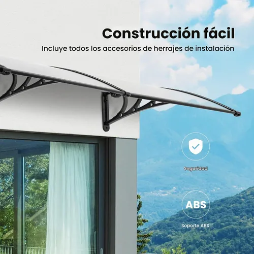 Vista 5 de VivoHome Toldo de policarbonato transparente para puerta o ventana con soporte negro, 40 pulgadas x 40 pulgadas