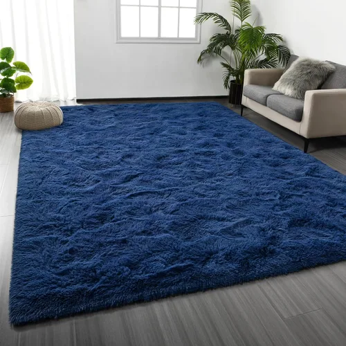Vista 10 de Deerhoo Alfombra de Área Shag, 4 X 6 Alfombras de Felpa Suaves para Sala de Estar, Alfombra Ultra Suave Esponjosa y Peluda para Dormitorio, Alfombra
