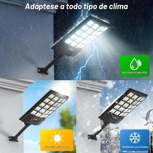 Vista 3 de Luces solares de inundación para exteriores, luz de calle con sensor de movimiento impermeable con control remoto, iluminación de seguridad