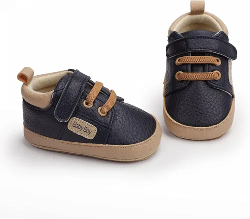 Vista 4 de BENHERO - Zapatos Oxford para bebés niños y niñas mocasines de suela suave y piel sintética tenis de suela de goma anti-deslizantes tenis para bebés