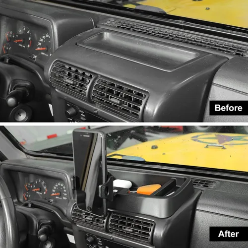 Vista 6 de Hoolcar Soporte de radio multifuncional Walkie Talkie para teléfono celular 1997-2006 Jeep Wrangler TJ accesorios, negro