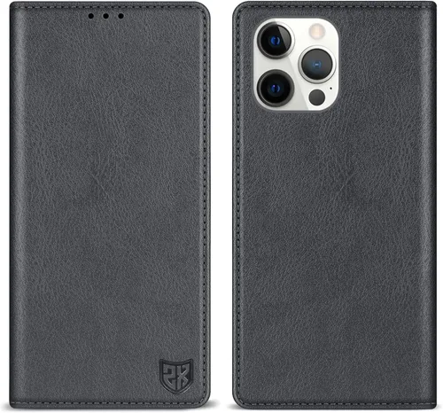 Vista 21 de ZZXX Funda tipo cartera para iPhone 13 con bloqueo RFID, soporte de ranura para tarjetas, funda protectora de cuero magnético fuerte plegable
