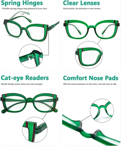 Vista 5 de Eyekepper Paquete de 5 lentes de lectura con diseño de ojo de gato para mujer + 0.5