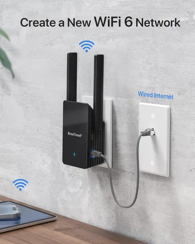Vista 2 de BrosTrend AX3000 Gigabit WiFi Access Point for Home, Wall Plug & Easy Setup WiFi 6 Dual Band Wireless AP with Ethernet Port for PC Smartphone TV