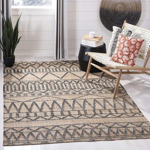 Vista 11 de SAFAVIEH Kilim Collection - Alfombra decorativa, 2 x 3 pies, natural y carbón, yute de tejido plano hecho a mano, ideal para zonas de alto tráfico