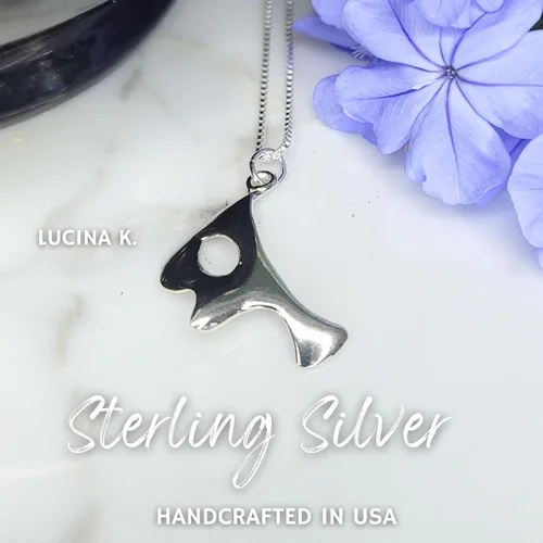 Vista 3 de Collar con máscara de fantasma de la ópera, hecho a mano, plata de ley maciza, caja de regalo con tarjeta de historia para elenco o fanático