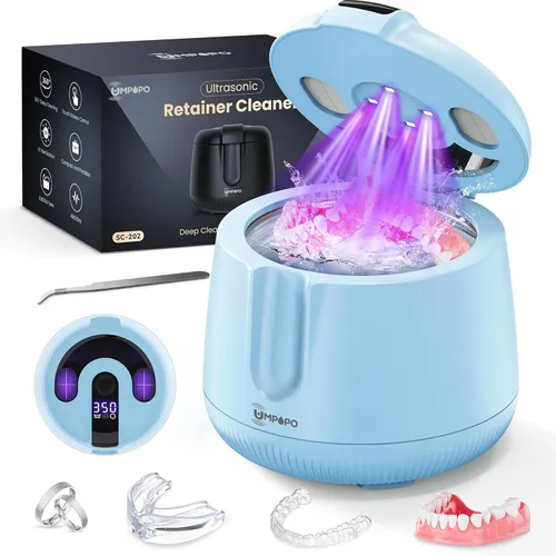 Vista 12 de Máquina limpiadora ultrasónica de retenedores de 48 kHz, cápsula de limpieza dental, limpiador ultrasónico de retenedores para dentaduras