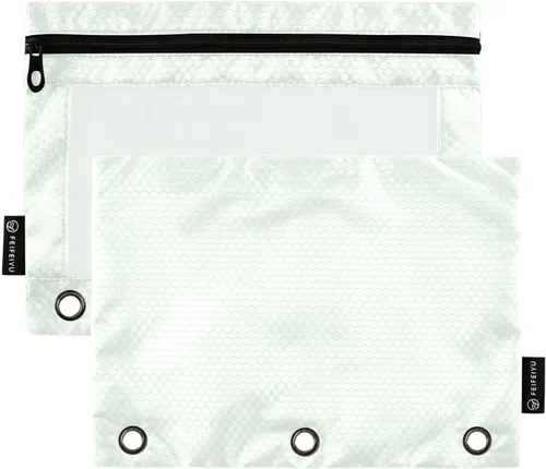 Vista 34 de Gredecor Estuche para lápices con 3 anillos con cremallera negra, paquete de 2 unidades, organizador de carpetas transparentes para ventana escolar