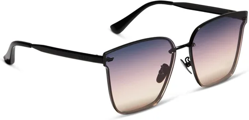 Vista 5 de DIFF Bella V Designer - Gafas de sol de gran tamaño sin montura para mujer, protección UV400