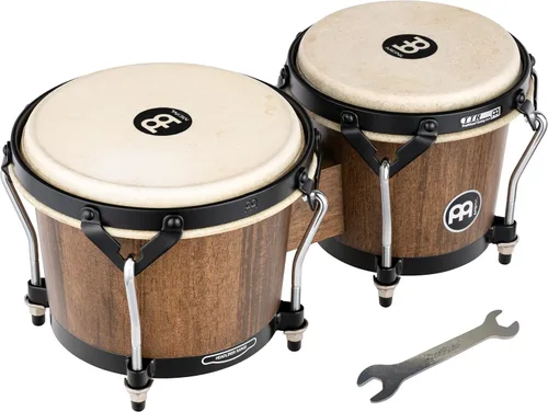 Vista 9 de Meinl Percussion HB100SNT-M bongós de madera natural de 6 3/4 y 8 pulgadas, Natural Bongos profesionales de madera duradera para adultos con llave