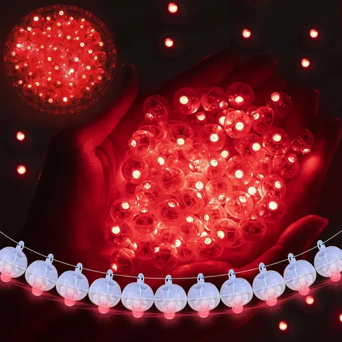 Vista 19 de 50 luces de globo, mini luces LED, redondas, largas esperas, lámpara de bola para linterna de papel, fiesta de cumpleaños, Navidad, Halloween Azul