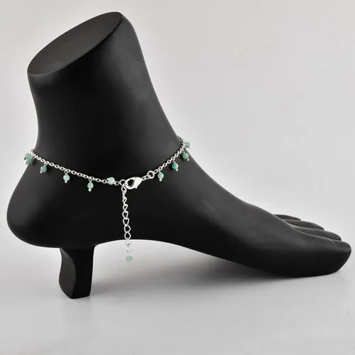 Vista 50 de Yanara Tobilleras de piedras preciosas para mujer, piedra natal natural, chapada en plata, joyería hecha a mano en 8.5 + 1.5 pulgadas, cristales