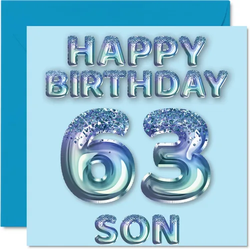 Vista 109 de Stuff4 Tarjeta de primer cumpleaños para niños, globo de fiesta con purpurina azul, tarjetas de feliz cumpleaños para niño de 1 año, nieto, hijo, 57
