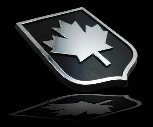 Vista 7 de Etiqueta engomada del emblema del coche de plástico cromado negro de la bandera de Canadá CanBC