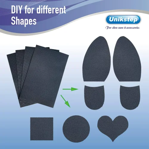 Vista 4 de Unikstep 4 protectores de suela de zapatos, almohadillas antideslizantes para la parte inferior del zapato y el talón, adhesivo autoadhesivo Negro