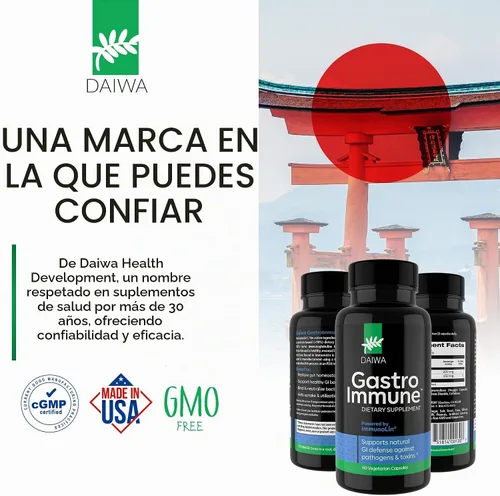Vista 8 de Daiwa GastroImmune Suplemento de salud intestinal e inmunidad, 60 cápsulas