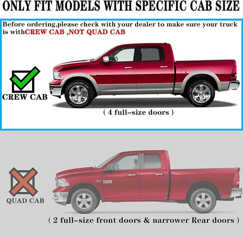 Vista 2 de COMNOVA - Estribos de 6 pulgadas para Dodge Ram 1500 Crew Cab 2009-2018 (incluido el modelo clásico 2019+), Ram 2500 3500 10-26, estribos y Negro