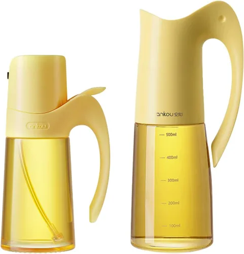 Vista 12 de Dispensador de aceite de vidrio y rociador de aceite para cocina de cocina, juego de rociador dispensador de aceite de oliva, botella de spray