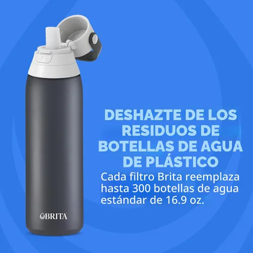 Vista 7 de Botella de agua de acero inoxidable Brita Premium con filtro, sin BPA, reutilizable, aislada, reemplaza 300 botellas de agua de plástico, el filtro